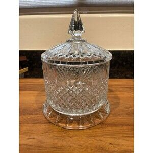 Heavy Crystal Canister Jar with Lid & Pedestal